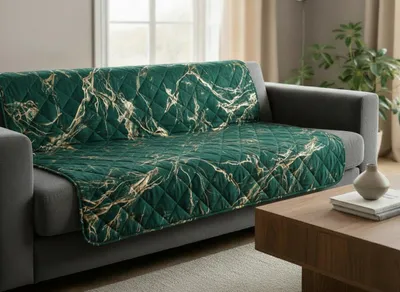Zdjęcie produktu dla Design 91 Narzuta dekoracyjna 200x220 Luiz 6 ciemnozielony złoty welur D91