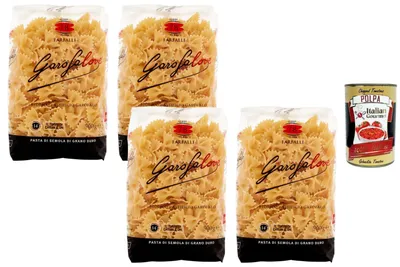 Produktbild von Italian Gourmet Farfalle Nr. 78 4 x 500 g – Klassische Schleifenpasta aus Hartweizengrieß, ideal für cremige Saucen, Salate & Familiengerichte, al dente Genuss + Italian Gourmet Polpa