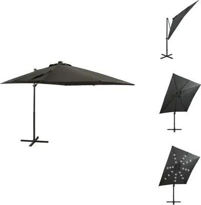 Produktbild von vidaXL Ampelschirm mit Mast und LED-Beleuchtung Anthrazit 250 cm -  Sonnenschirme & Sonnenschutze