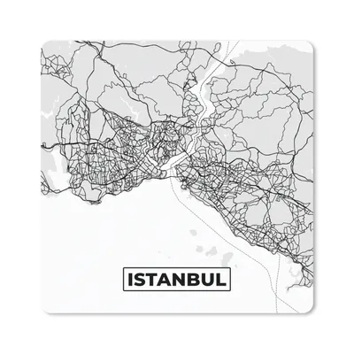 Produktbild von MuchoWow® Mauspad Mousepad Istanbul - Karte - Stadtplan - Schwarz-weiß - Karte 20x20 cm - Mousepads - Maus Mat - Pad - Mausunterlage - Desk Mat - Bureauartikeln
