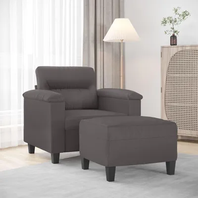 Produktbild von Sessel mit Hocker Grau 60 cm Kunstleder,Möbel,Sofas,21.45kg,3201239