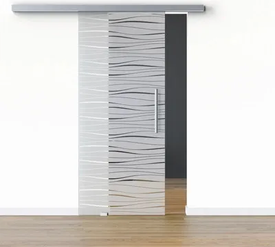 Produktbild von Pertura Glasschiebetür Komplettset Glera Tidal 02 775x2175 mm Links inkl.Beschlag Selir Aluminium Edelstahloptik,Stangen
