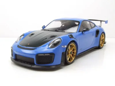 Produktbild von Porsche 911 (991.2) GT2 RS 2018 blau goldene Felgen Modellauto 1:18 Minichamps