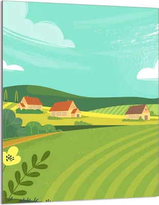 Produktbild von Herdabdeckplatte 40x52 Glaskeramikkochfeld Abdeckung Spritzschutz Glasplatte Deko Schneidebrett, Landschaft Dorf