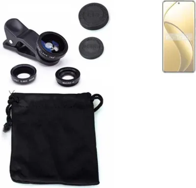 Produktbild von K-S-Trade Smartphone Kamera Linsen Set Kompatibel mit Realme 12 Pro+ 3in1 Clip-On Kamera Adapter Macro Weitwinkel FishEye Fischauge Objektiv Linse