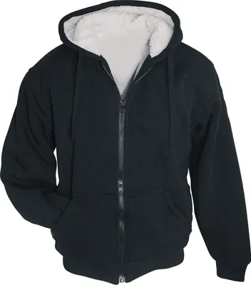 Produktbild von Winter Sweatjacke Sherpa Jacke mit Kapuze + Futter Hoodie Arctic Sweater Schwarz