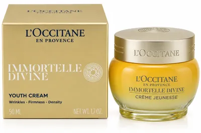 Produktbild von L'Occitane Immortelle Divine, Tages- & Nachtcreme, Frauen, Jeder Hauttyp, Gesicht, Anti-Aging, Anti-Mitesser, Anti-Falten, Kräftigend, 50 ml, KI-generiertes Bild