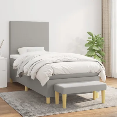 Immagine prodotto di vidaXL Letto boxspring con materasso in tessuto grigio chiaro 80x200 cm - Letto boxspring - Boxspringbetten - Bett - Schlafzimmermöbel