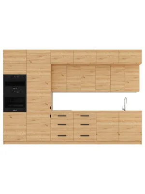 Produktbild von Küchenzeile – Küchenblock – Einbauküche – Komplettküche – Singleküche – Nexa  – K72-G360 L – 360 cm – Woodline Matt Ohne Arbeitsplatte & Elektrogeräte