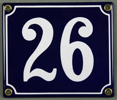 Produktbild von Hausnummernschild Emaille 26 blau - weiß 12x14 cm Schild Emaile Hausnummer Haus Num