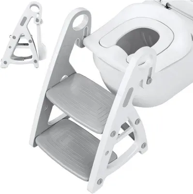 Obrázok produktu pre Bolt Edge WC-zmenšovač so schodíkmi – 2 v 1 WC-sedadlo pre malé deti – skladacie – sivé