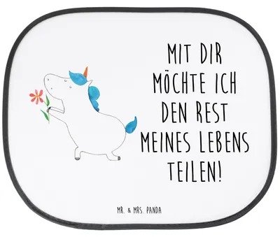 Produktbild von Mr. & Mrs. Panda Sonnenschutz Auto Einhorn Blume - Weiß - Geschenk, für, Unicorn, Hitzeschutz, Sonnenblende, Ehe, Autoscheiben, Antrag, Liebe, Einhörner