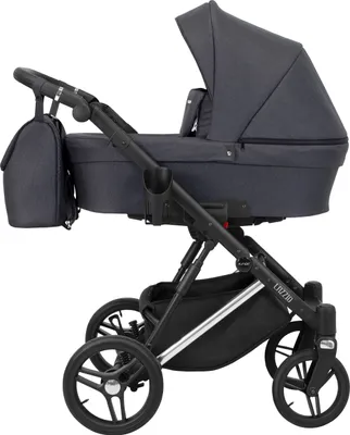 Produktbild von Kinderwagen LAZZIO PREMIUM Babywagen Babyschale Kinder Wagen Set 1 in 1 (Anthrazit, Rahmenfarbe: Silber)