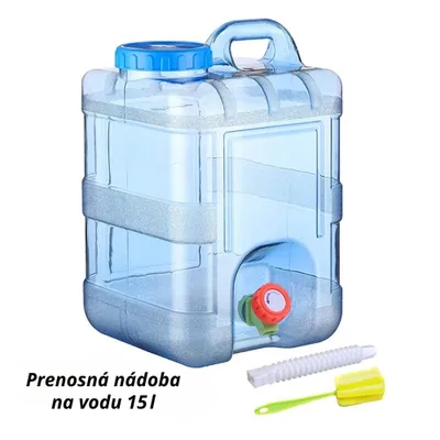 Obrázok produktu pre Kanister na vodu 15 l - prenosná nádoba na pitnú vodu s kohútikom na kempovanie a použitie v prírode