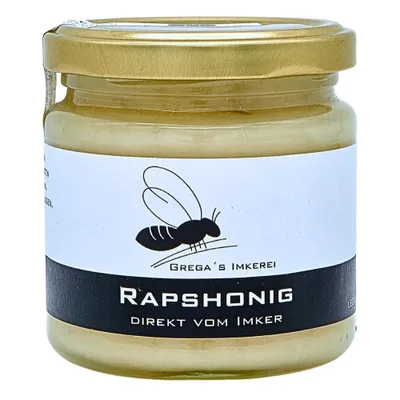 Produktbild von Deutscher Rapshonig 250g cremig & mild | Grega's Imkerei | Regionaler Honig aus NRW | Streichzarter Imkerhonig aus dem Bergischen Land