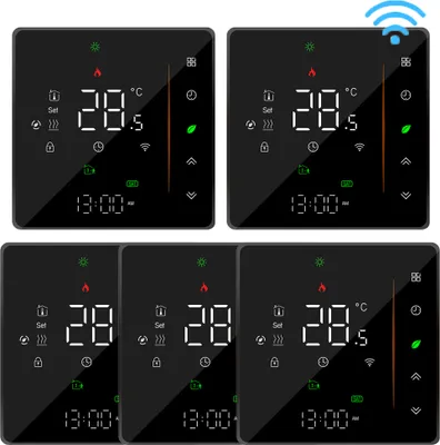 Produktbild von 5X WiFi Intelligent Raumthermostat Thermostat, Warmwasserbereitung, wifi fußbodenheizung APP Control Voice Heizung Kompatibel mit Alexa/Google für zu Hause 5A - Schwarz