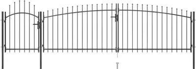 Image de Portail de jardin Woerden avec pointe en forme de lance 5 x 1,25 m noir
