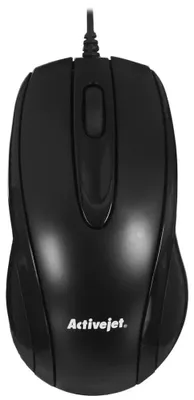 Produktbild von Activejet AMY-083 Kabelgebundene Computermaus (optisch; 1000 DPI; schwarz), Beidhändig, Optisch, USB Typ-A, 1000 DPI, Schwarz