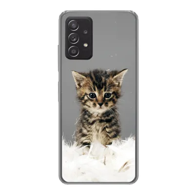 Produktbild von MuchoWow® Handyhülle Schutzhülle Hülle für Samsung galaxy a73 Katze - Kätzchen - Federn Silikon Softcase Handy Hülle - Handyhülle