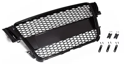 Kühlergrill Sportgrill Waben Glanz Schwarz Halter für Audi A5 8T 2007-11 – Produktansicht