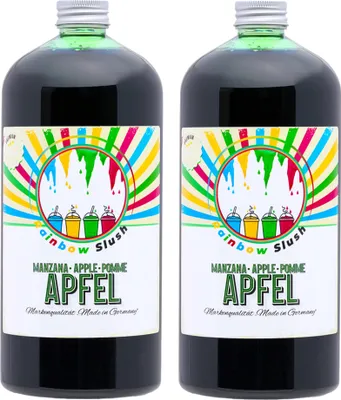 Produktbild von Rainbow Slush Sirup AZO FREI | 2x1 Liter Flasche |  2x Apfel