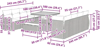 Produktbild von vidaXL Gartensofa-set 11 stk. Schwarz Poly-Rattan