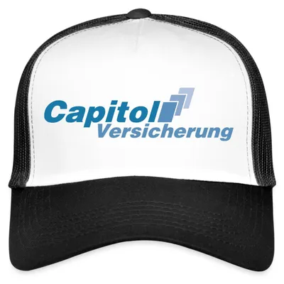 Produktbild von Spreadshirt Stromberg Logo Capitol Versicherung Trucker Cap, One size, Weiß/Schwarz