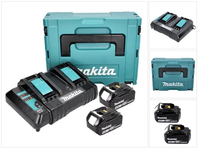 Produktbild von Makita Power Source Kit 18 V mit 2x BL 1840 B 4,0 Ah Akku ( 197265-4 ) + DC 18 SH Doppel Ladegerät ( 199687-4 ) + Makpac