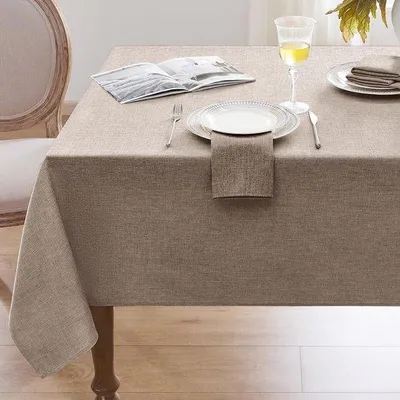 Obrázok produktu pre Vodoodpudivý obrus 100 x 100 cm, béžovo-hnedý, s vzhľadom ľanu, malý