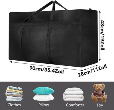 Immagine prodotto di Borsa portaoggetti impermeabile Unyqoos® da 600D Oxford, capacità 120L, con cerniera – extra grande, pieghevole, con maniglie resistenti