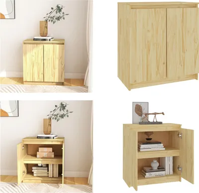 Produktbild von vidaXL Beistellschrank 60x36x65 cm Massivholz Kiefer - Beistellschrank - Beistellschränke - Sideboard - Schrank