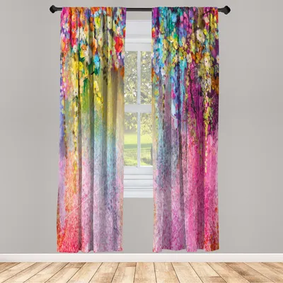 Produktbild von ABAKUHAUS Blume Vorhänge 2 Panel Set für Wohnzimmer Schlafzimmer Nachbildung, Abstrakte Kräuter Alternative Medizin Blüten Ivy Zurück Röschen Sträucher Entwurf, 150 cm x 225 cm, Pastellrosa