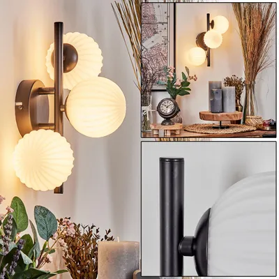 Produktbild von Isorella Wandlampe aus Metall/Riffelglas in Schwarz/Weiß