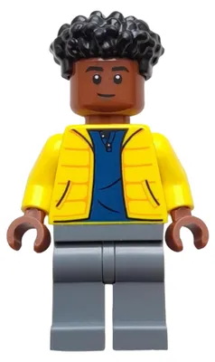 Produktbild von LEGO Minifigur Darius - Yellow Jacket, Dark Blue Shirt, Dark Bluish (jw125)