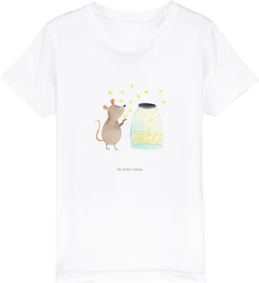 Produktbild von Mr. & Mrs. Panda Kleinkinder T-Shirt Maus Sterne 9-11 Jahre (134/146) - Weiß - Geschenk, Schwangerschaft, Teenager, Kindergeburtstag, Lustige Sprüche, Baumwoll Kinder
