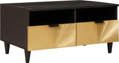 Image de Table basse Noir et or 40 x 33 x 46 cm Bois d'ingénierie