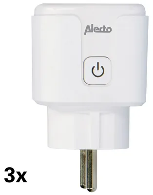 Produktbild von Alecto SMART-PLUG20 - Smarter WLAN-Zwischenstecker mit Stromzähler, 16 A, 3680 W, 3er-Pack, Weiß