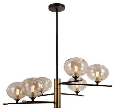 Zdjęcie produktu dla Żyrandol bursztynowe klosze Mesta czarny 6xG9x5W metal wym:72x72x72cm IP20 Italux