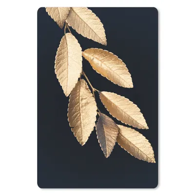 Produktbild von MuchoWow® Mauspad Mousepad Blätter - Schwarz - Gold - Luxus - Pflanzen 18x27 cm - Mousepads - Maus Mat - Pad - Mausunterlage