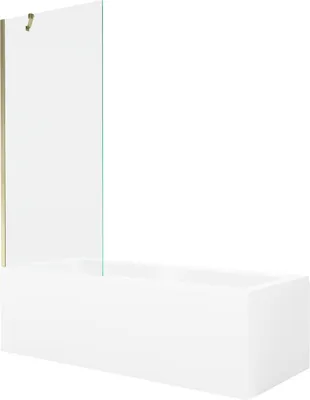 Zdjęcie produktu dla Mexen Cubik wanna prostokątna 160 x 70 cm z obudową i parawanem 1-skrzydłowym 80 cm, transparent, złoty - 550316070X9508000050