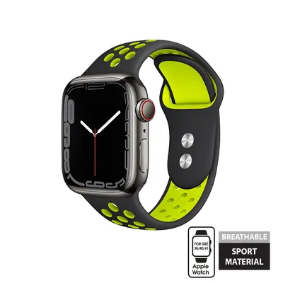 Produktbild von Crong, Sportarmband Apple Watch 38/40/42mm Duo Silikon weich, Schwarz / Grün