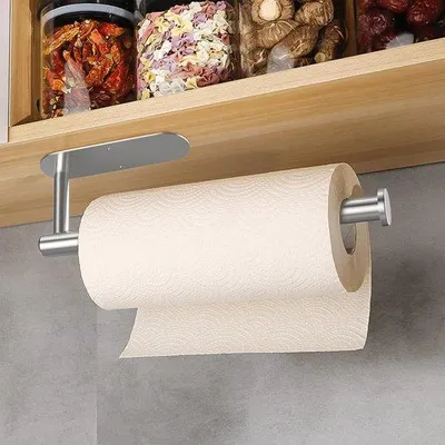 Obrázek produktu pro Držák na kuchyňské utěrky z nerezové oceli 304, samolepicí, praktický, nástěnný držák na kuchyňské utěrky, do kuchyně a koupelny, bílý