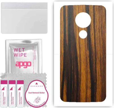Produktbild von apgo Rückseite Schutzfolie, Skin, kompatibel mit Motorola Moto G7 Power, Hinten Displayschutzfolie aus Vinylfolie, kratzfest, einfache Montage - Tigerwood