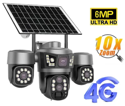 Produktbild von 4G-4K-6-MP-Smart-Außenüberwachungskamera, 10-facher optischer Zoom, Gesichtserkennung, 360°-Drehfunktion 4G-Solar
