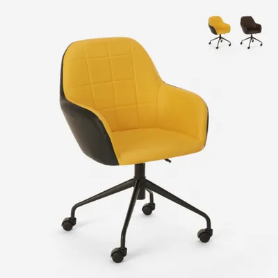 Immagine prodotto di Sedia girevole imbottita di design moderno per ufficio regolabile in altezza Narew - giallo