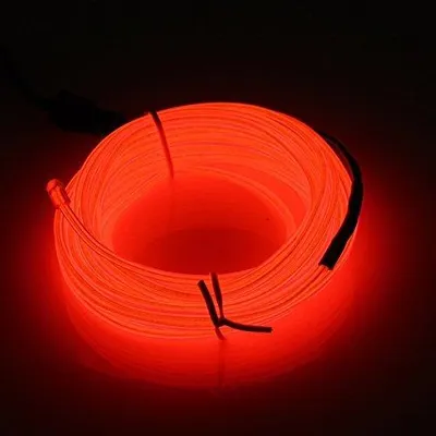 Flexibler EL-Draht 3 m, wasserdicht, rot, 3 Leuchtmodi