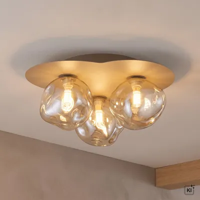 Produktbild von Deckenleuchte Metall Glas G9 Sandfarben Cognac 3-flammig Modern Deckenlampe, KI-generiertes Bild