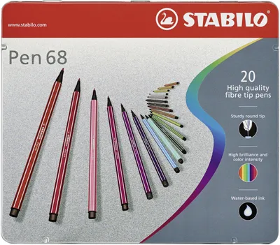 Immagine prodotto di STABILO® 6820-6 Pennarello premium - Penna 68 - astuccio in metallo da 20 - con 20 colori diversi