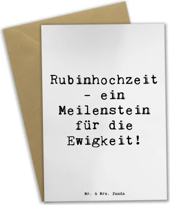 Produktbild von Mr. & Mrs. Panda Grußkarte Spruch 40. Hochzeitstag Rubinhochzeit - Weiß - Geschenk, Heirat, Heiraten, 40 Jahre, osterkarte, einladungskarten, Geschenke, hochzeitskarten