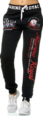 Produktbild von Damen Jogginghose | 100 % Baumwolle | Marine 512  Schwarz/Rot M